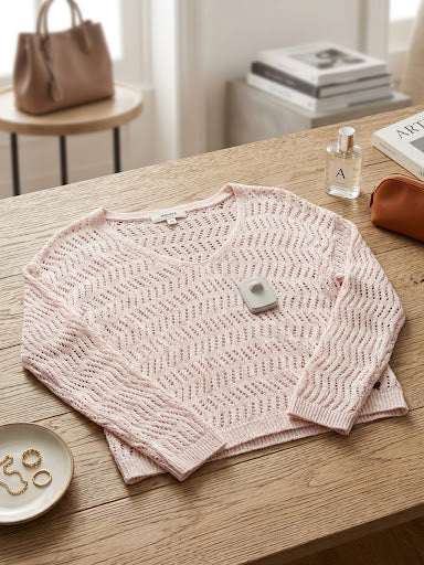 Women's Wide V-Neck Pullover Sweater (PINK)