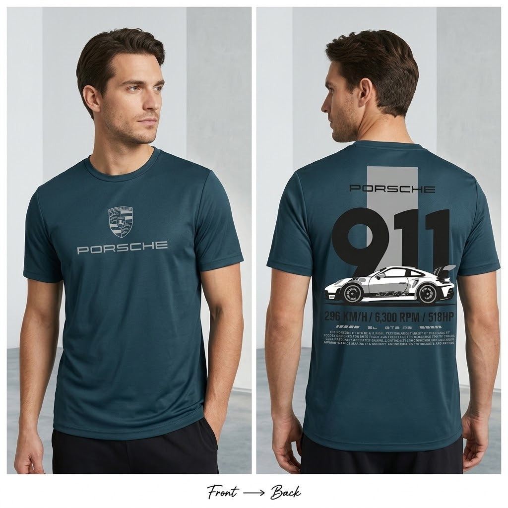 Porsche 911 GT3 RS Graphic Oversized T-Shirt (TEAL BLUE)