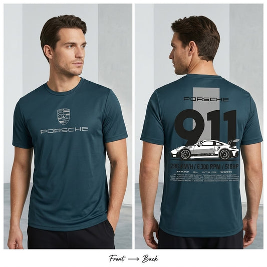 Porsche 911 GT3 RS Graphic Oversized T-Shirt (TEAL BLUE)