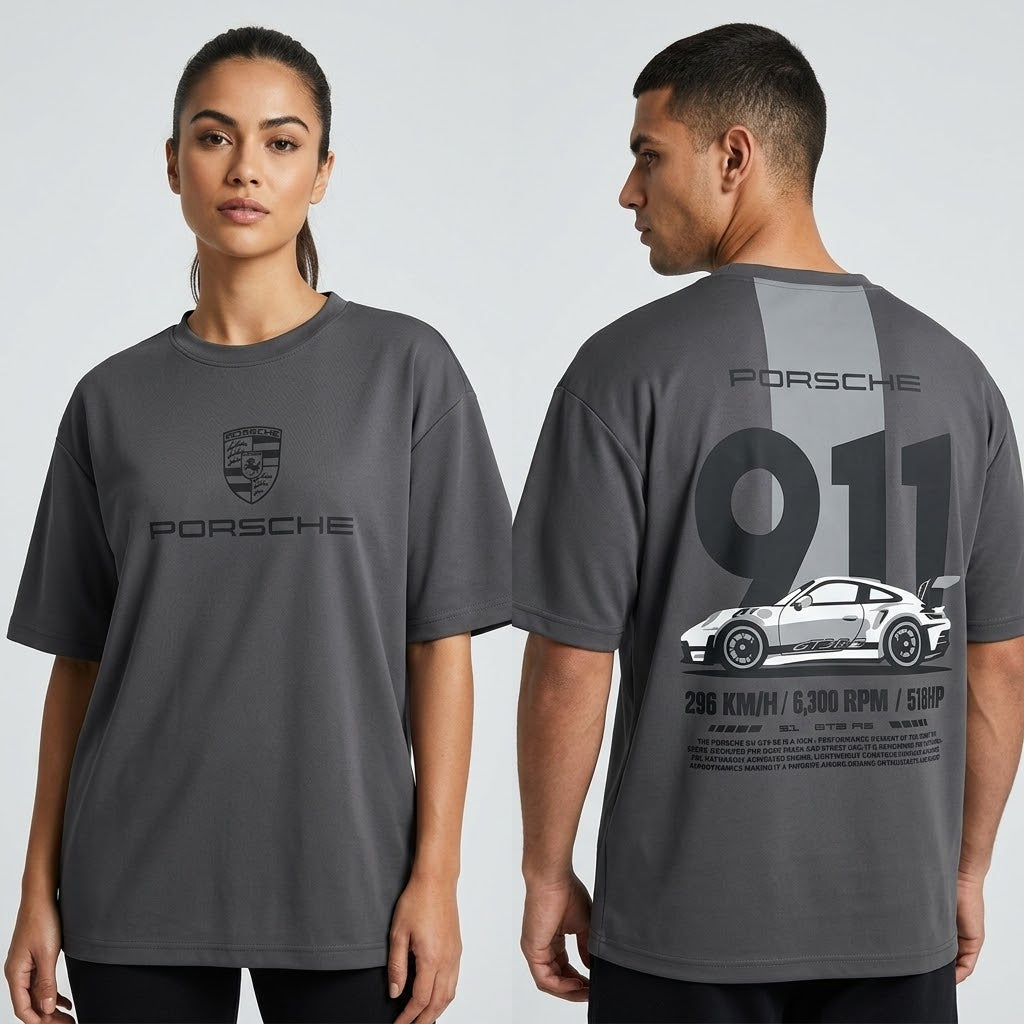 Porsche 911 GT3 RS Graphic Oversized T-Shirt (DARK GRAY)