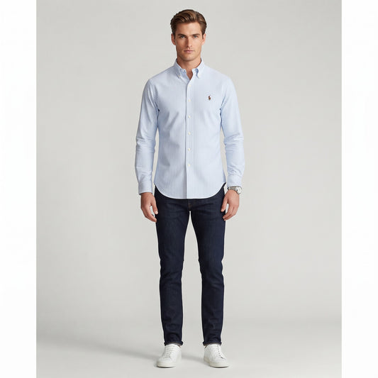 POLO Classic Striped Long-Sleeve Shirt (BLUE)