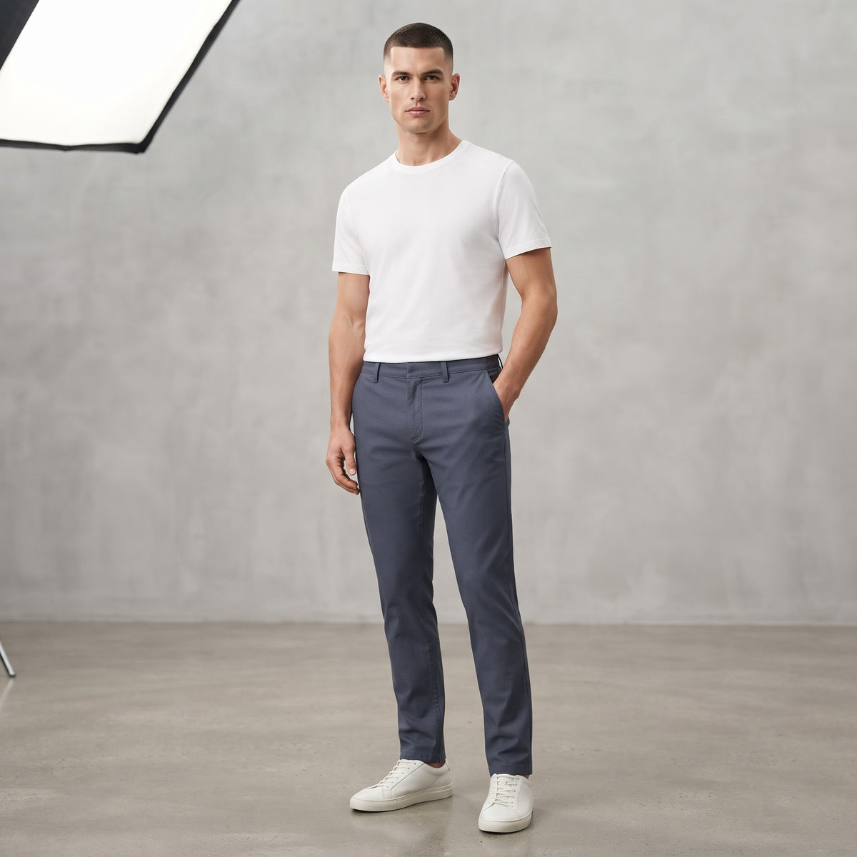 stretchable Chino Pant Blue Melange