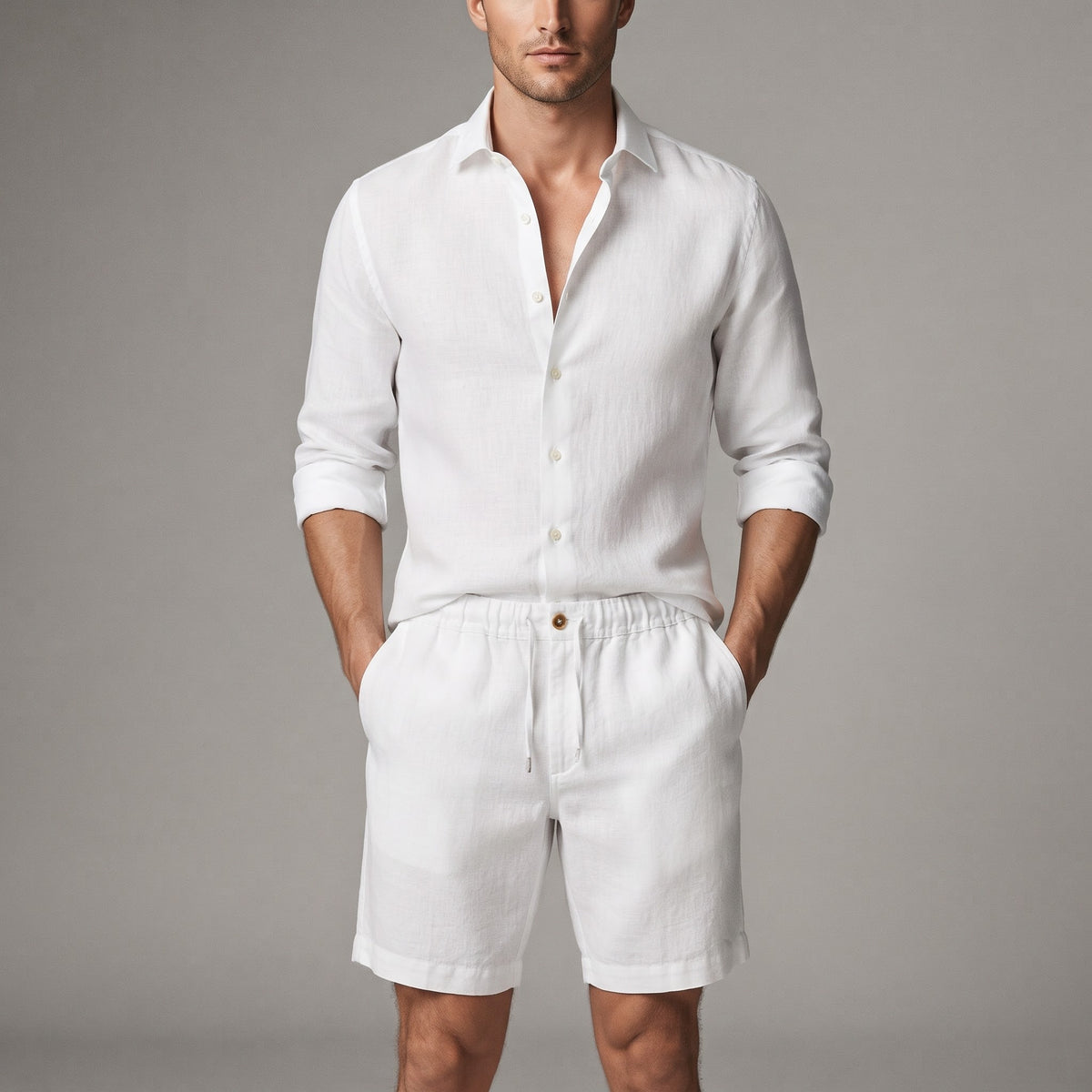 Harlem Drawstring Linen Blend Shorts White
