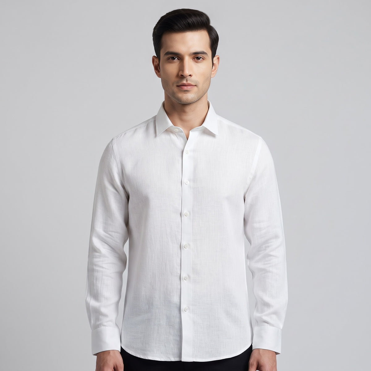 Classic Long Sleeve Men's Linen Shirt White