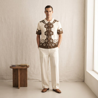 Hexagon Patchwork Crochet Shirt