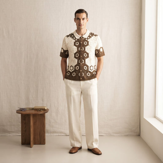 Hexagon Patchwork Crochet Shirt