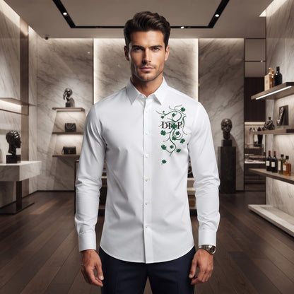 Dior Long-Sleeve Point Collar Button-Up Shirt White