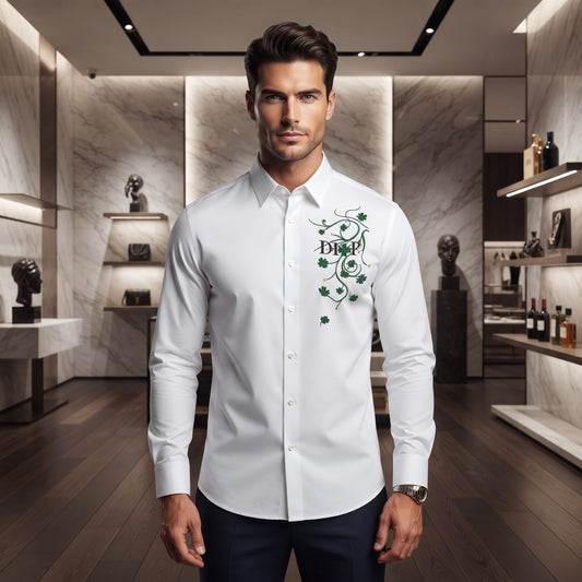 Dior Long-Sleeve Point Collar Button-Up Shirt White