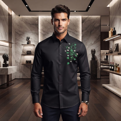 Dior Long-Sleeve Point Collar Button-Up Shirt Black