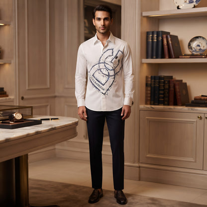 Dolce & Gabbana Long-Sleeve Point Collar Button-Up Shirt White
