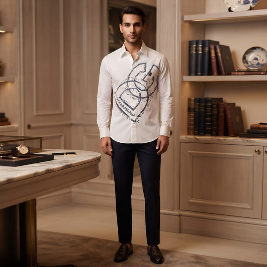 Dolce & Gabbana Long-Sleeve Point Collar Button-Up Shirt White