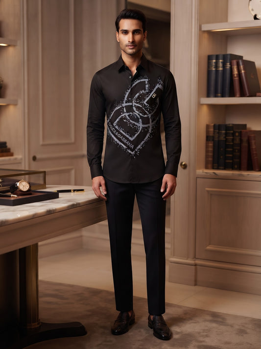 Dolce & Gabbana Long-Sleeve Point Collar Button-Up Shirt Black