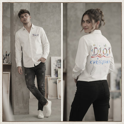 DIOR Artisanal Hand Painted Long Sleeve Shirt White (Unisex)