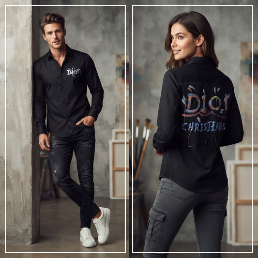 DIOR Artisanal Hand Painted Long Sleeve Shirt Black (Unisex)