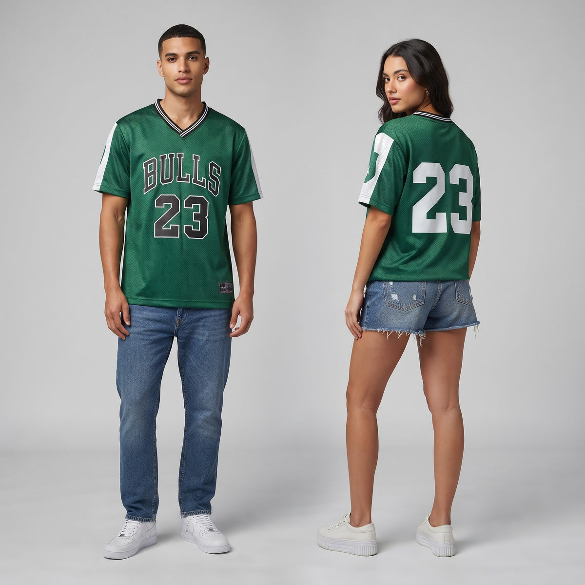 BULLS 23 V Neck T Shirt Green