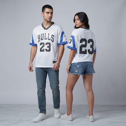 BULLS 23 V Neck T Shirt White