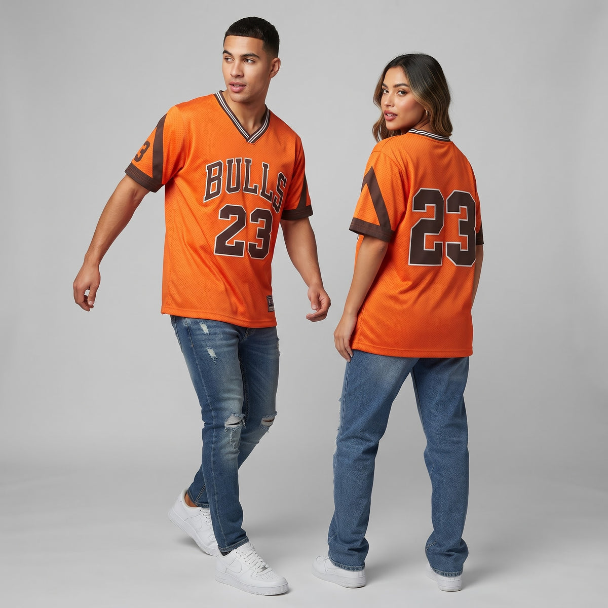 BULLS 23 V Neck T Shirt Orange