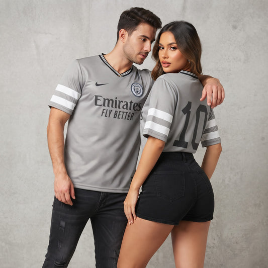 EMIRATES MAN CITY V Neck T Shirt Gray