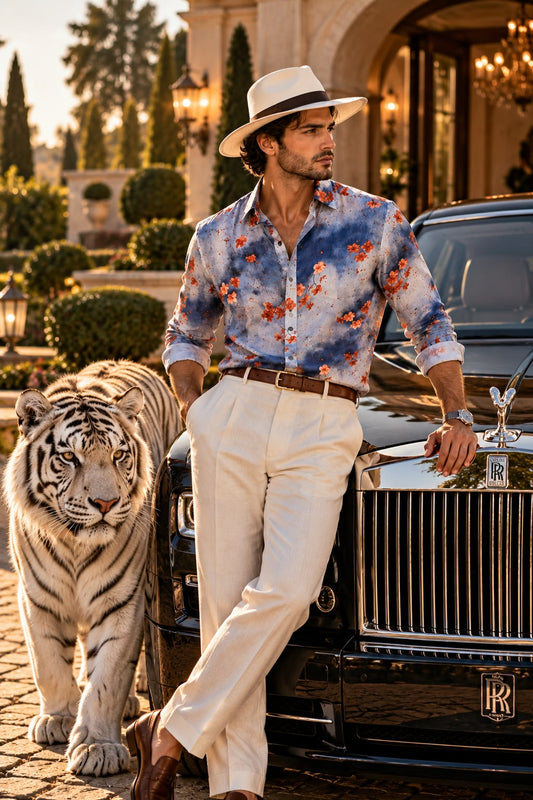 Nigel Patio Floral Sky Shirt