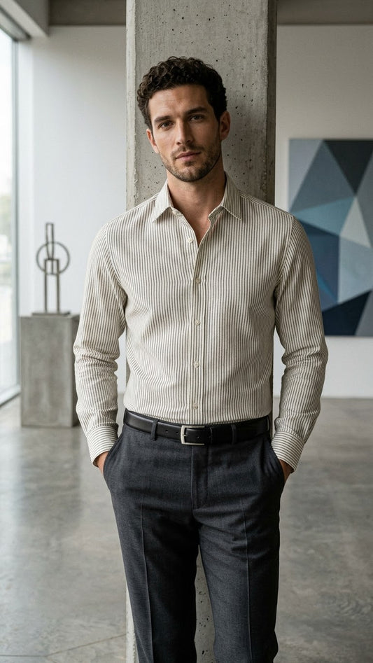 Ivory Pinstripe Formal Shirt