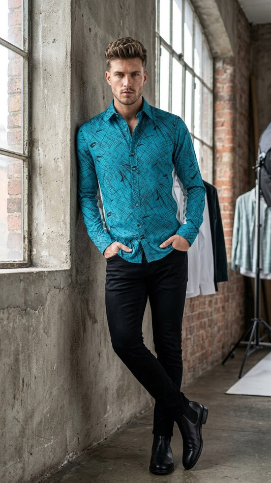 Urban Sketch Teal Shirt