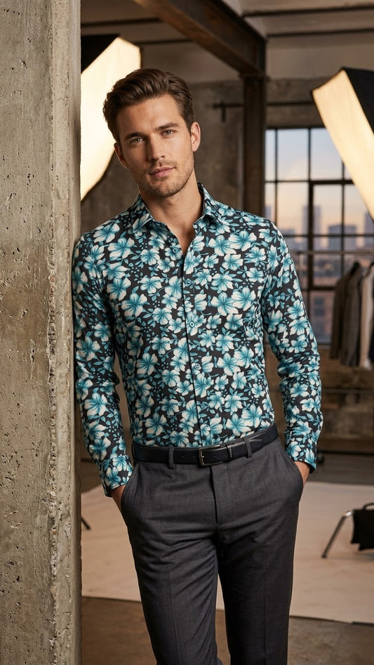 Aqua Bloom Floral Shirt