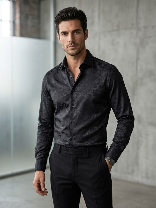 Midnight Floral Jacquard Shirt