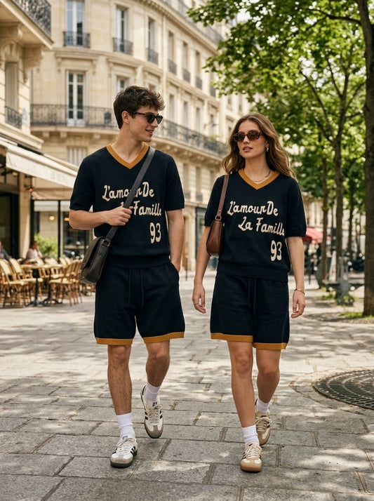 "L'Amour De La Famille 93" Contrast Knitwear Set