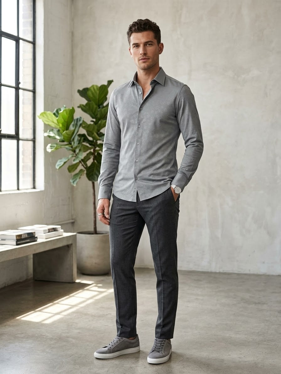 Silver Grey Luxe Textured Shirt