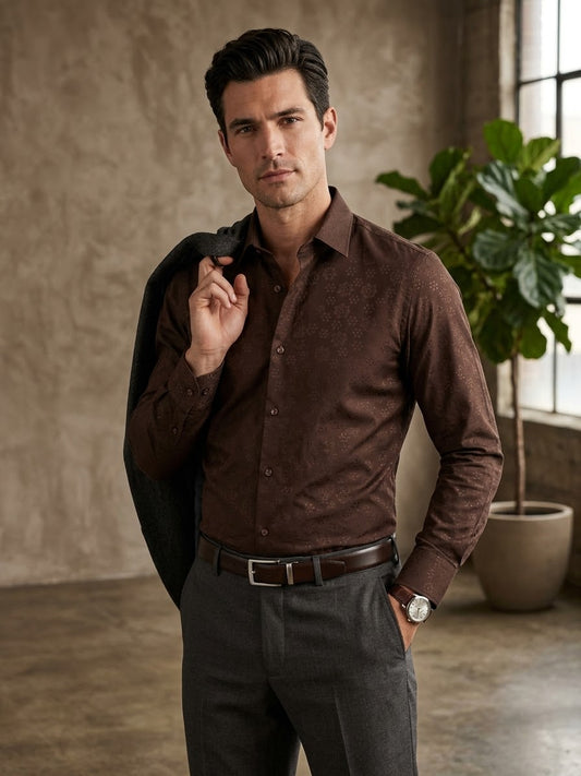 Chocolate Luxe Jacquard Shirt