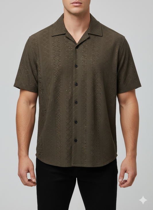 Cuban Collar Shirt Cutlon-Grey