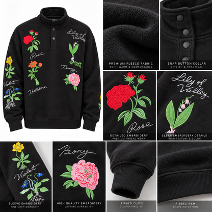 Fashion wear premium unisex fleece Embroided long sleeve sweater tshirt