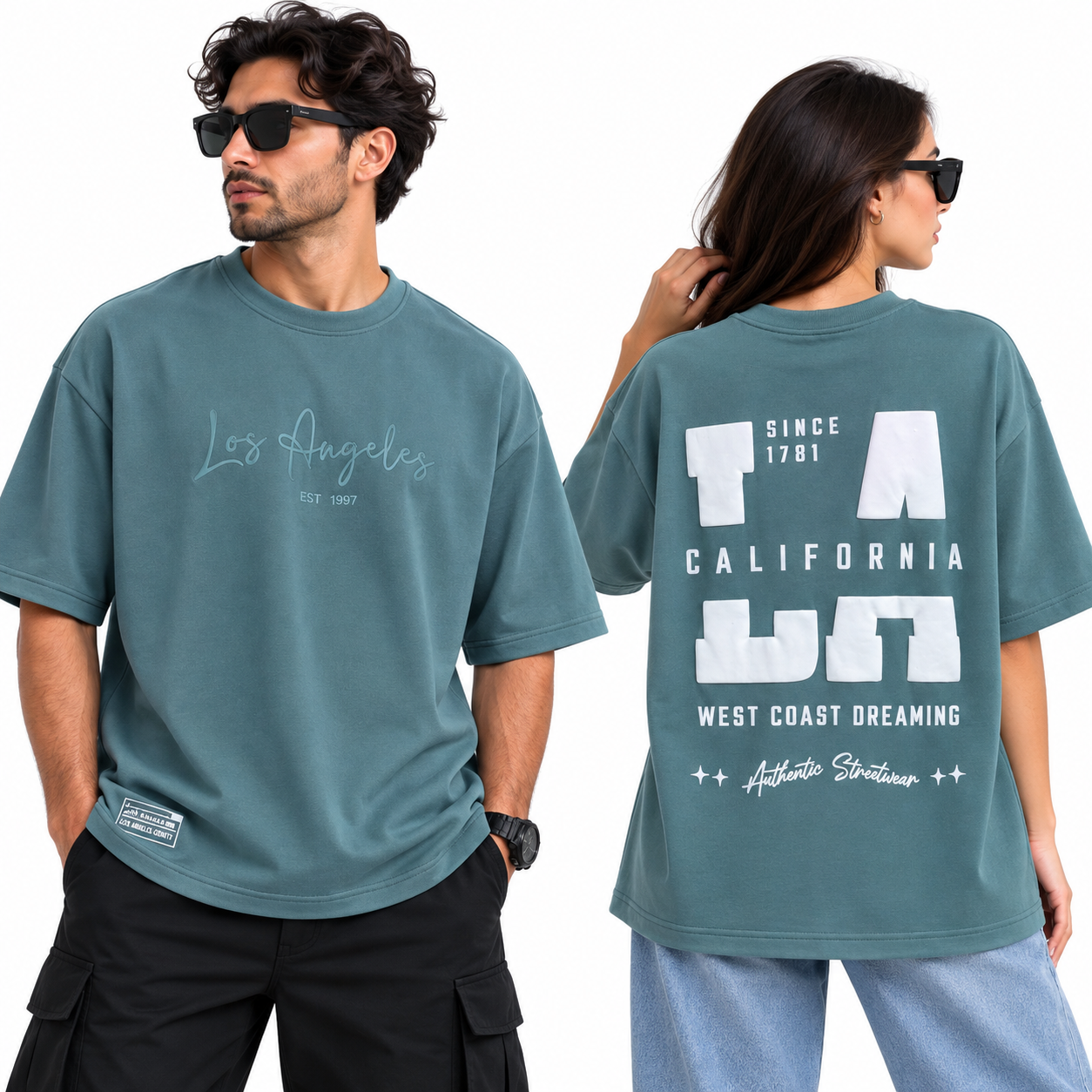 Oversized T-shirt LA Los Angels- Slate Blue