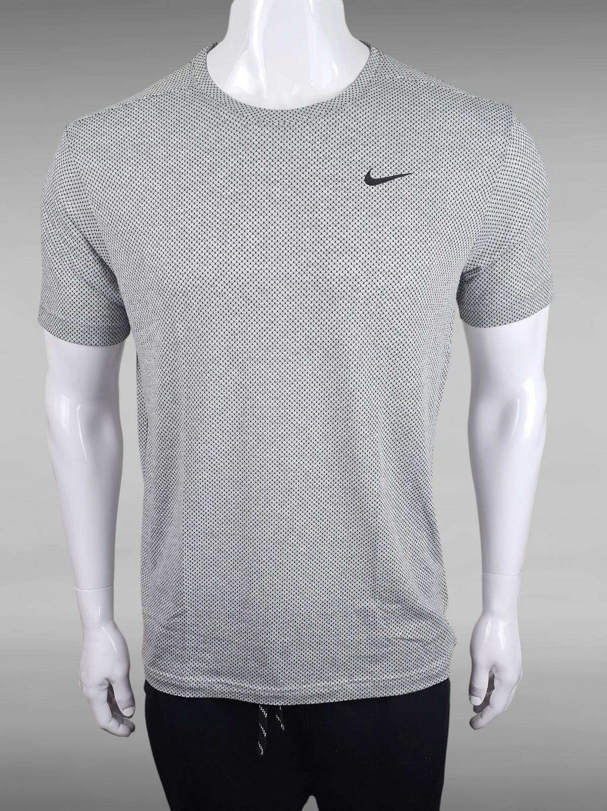 Nike Drifit Performance T-shirt Quick Dry Breathable Grey Honey Comb Black Printed
