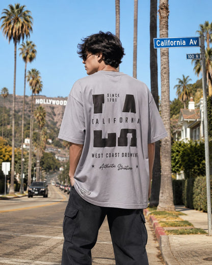 Oversized T-shirt LA Los Angels- Light Grey