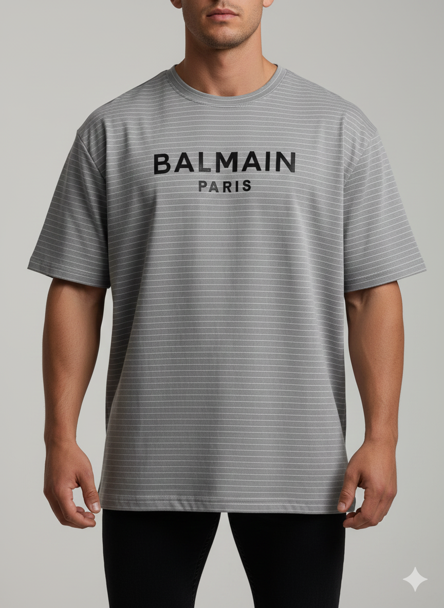T-Shirt Over Size - Balmain Grey Line