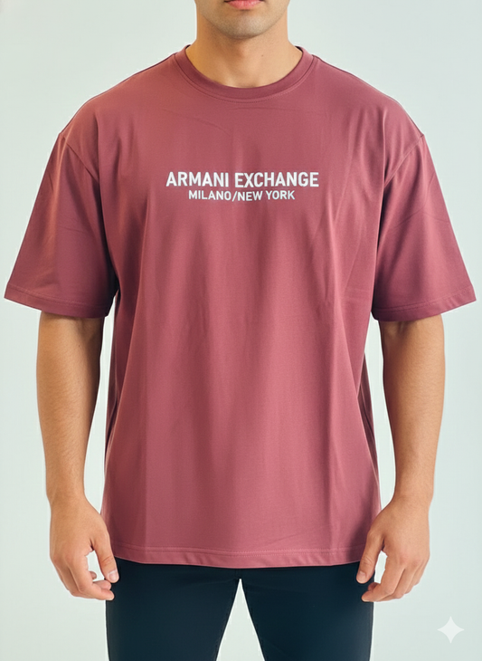 T-Shirt Over Size - AX Maroon Pink