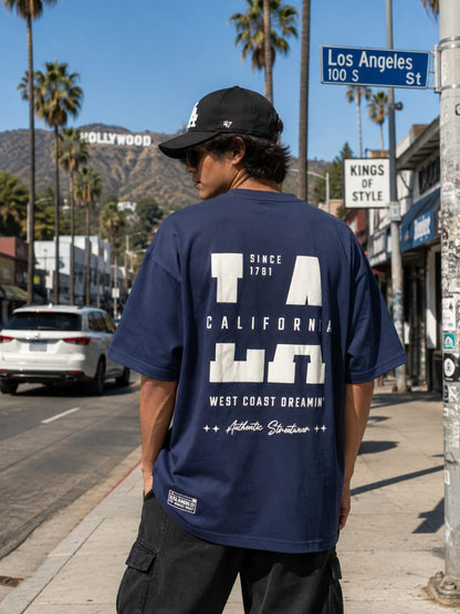 Oversized T-shirt LA Los Angels- Navy Blue