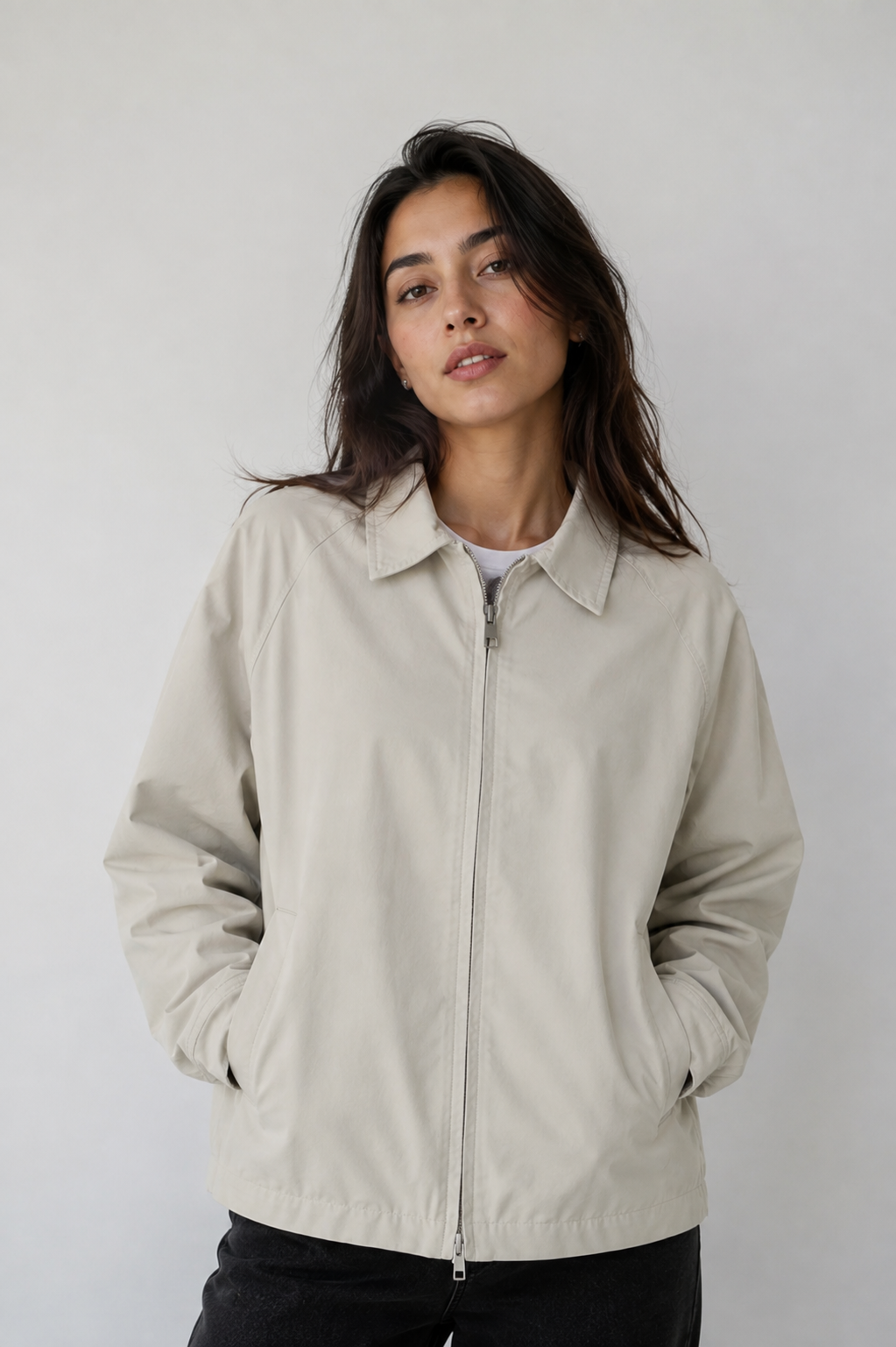 Pull & Bear Jacket- crop fit full zipper unisex korean fit with inner lining.
