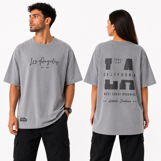 Oversized T-shirt LA Los Angels- Light Grey