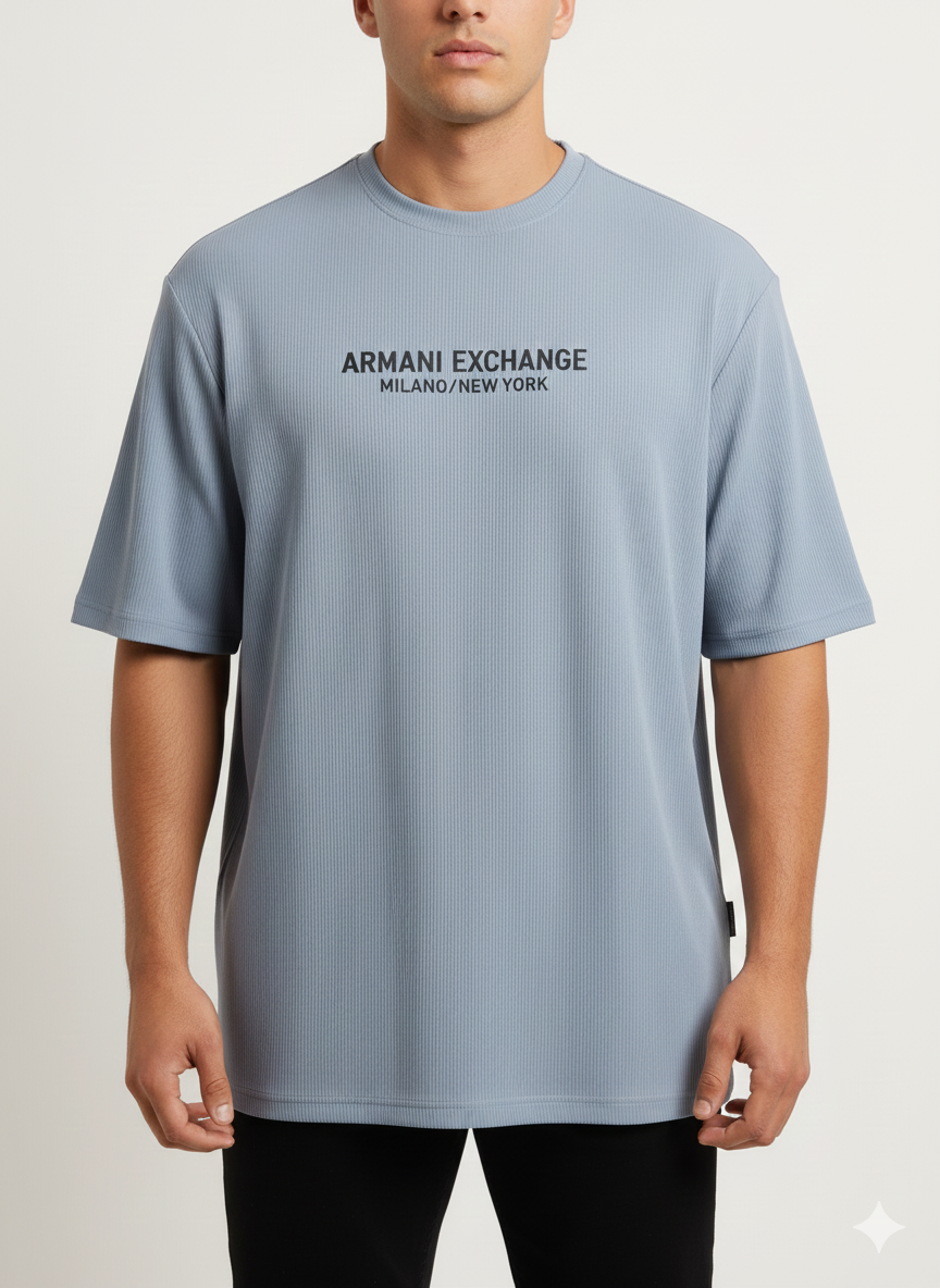 T-Shirt Over Size - AX Textured Grey Vert Line