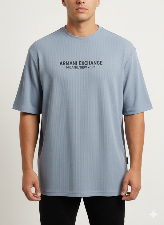 T-Shirt Over Size - AX Textured Grey Vert Line